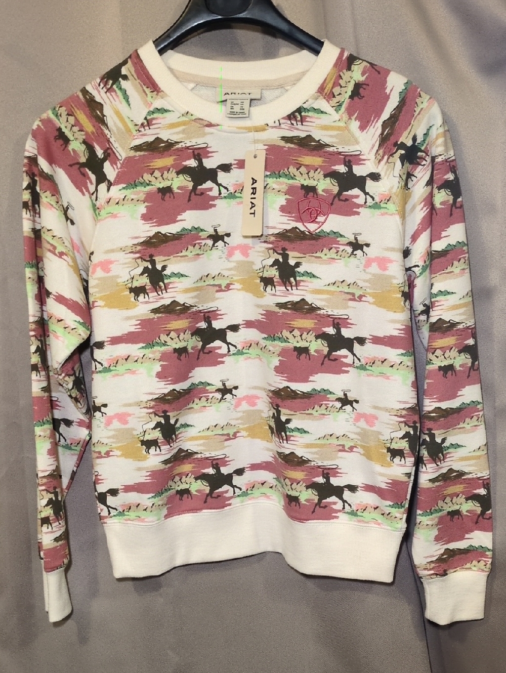 Ariat Hawaiian Cream Multi Western Print Crewneck Sweatshirt